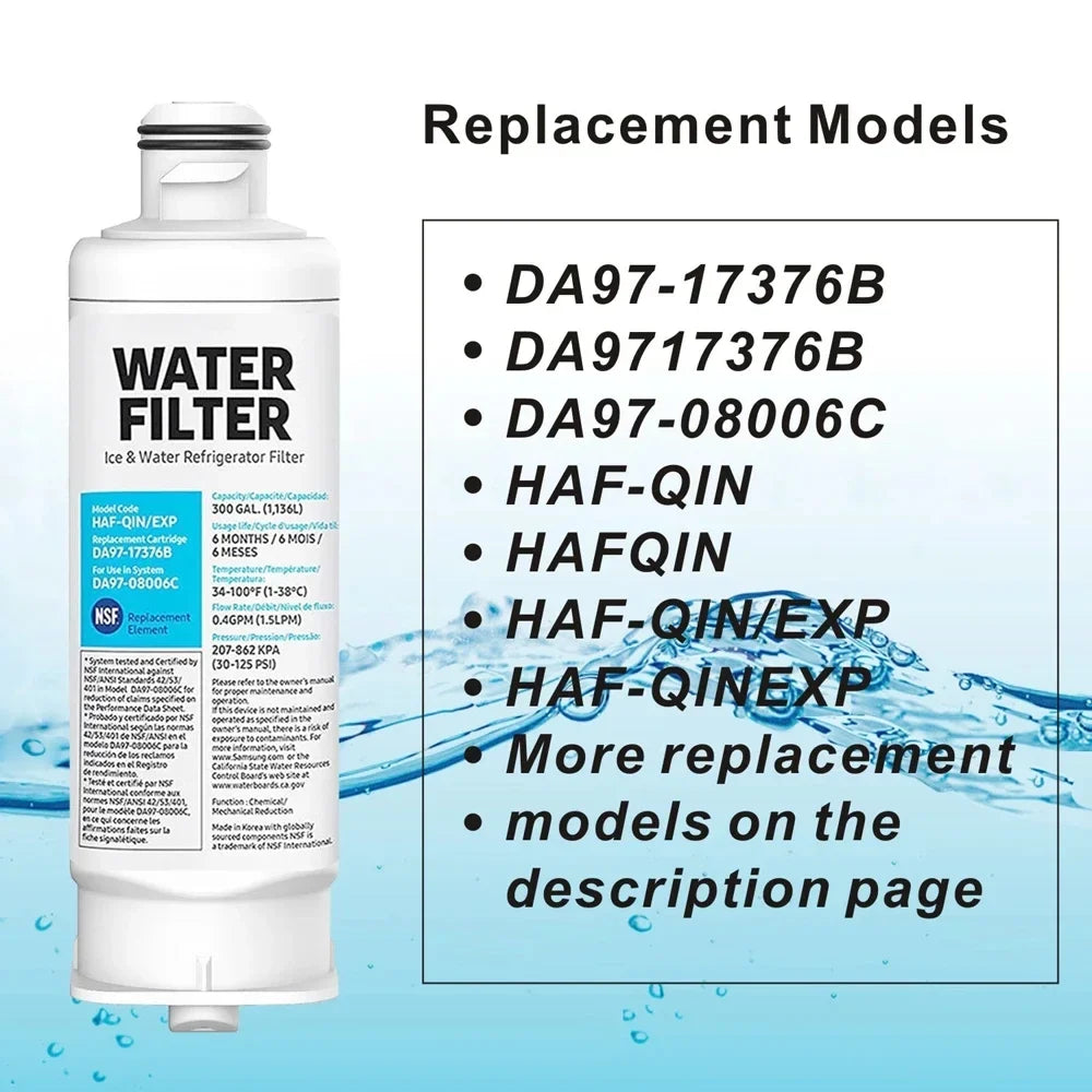 Fit for DA97-17376B HAF-QIN, HAF-QIN/EXP, /AA, DA97-08006C Refrigerator Water Filter,3 Pack