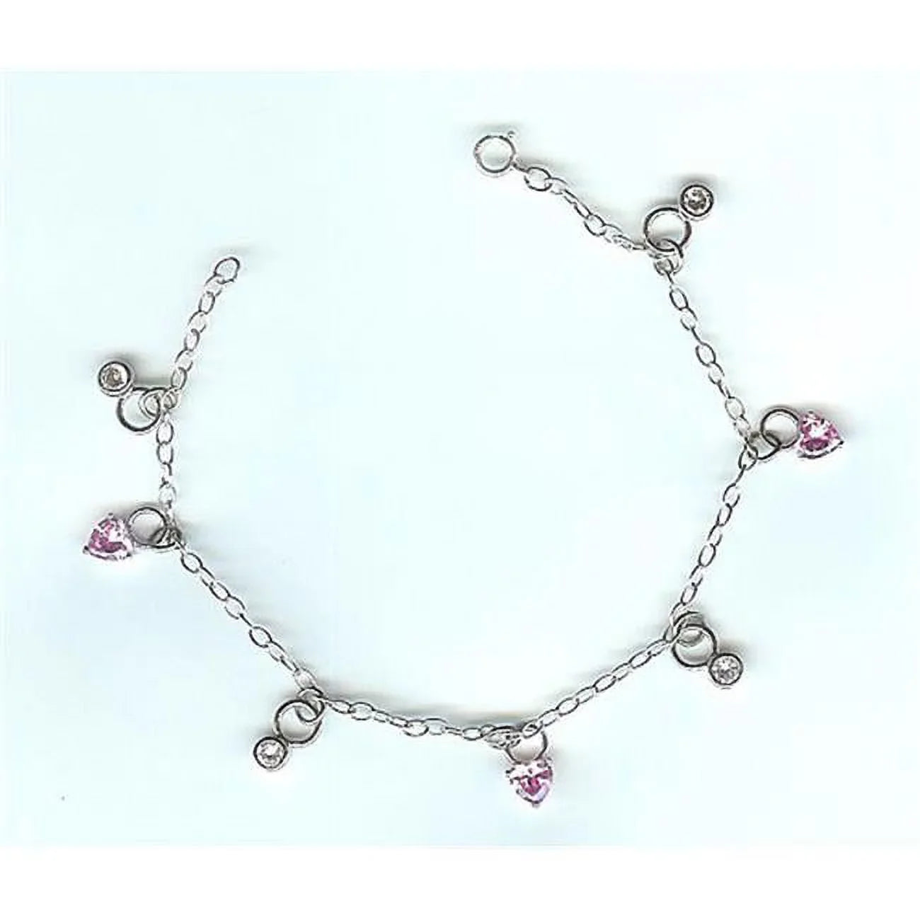 Designer Jewelry  Sizeterling Sizeilver & Pink CZ Charm Bracelet