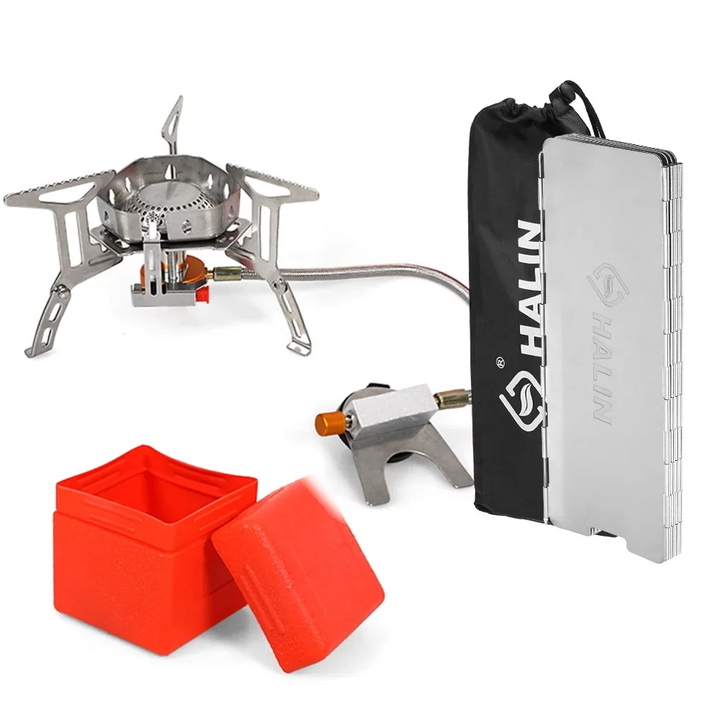 Aluminum Alloy Backpacking Sizetove 3500W Portable Camping Sizetove with Windshield, Adjustable Heat Control