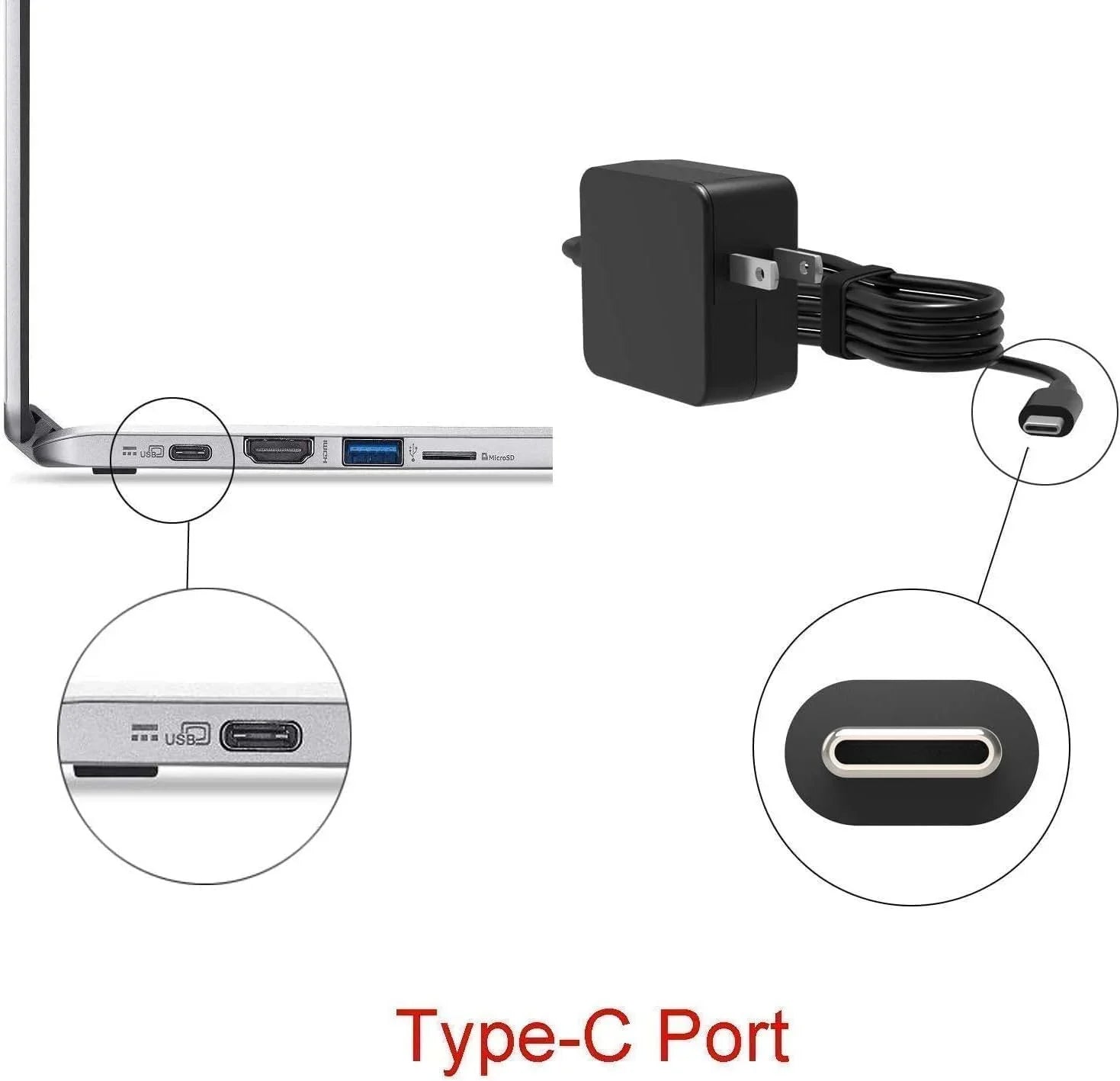 Guy-Tech Max 45W Charger Compatible with Dell Latitude 7390 2-in-1 Type-c 20.0V 2.25A 1.5A Adapter Power supply