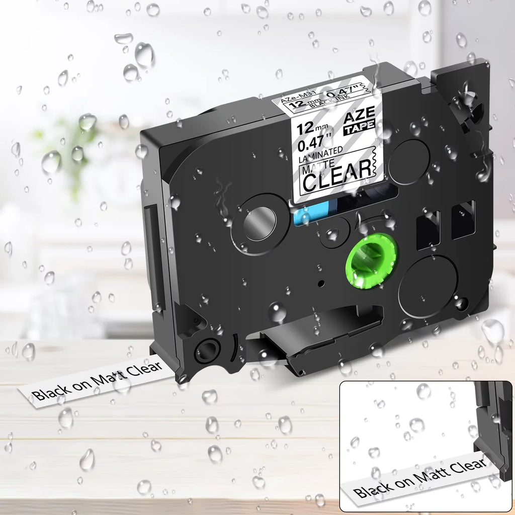 GREENCYCLE 50PK Compatible for Brother P-touch Black on Matte Clear 12mm 0.47" TZe-M31 TZ-M31 TZM31 TZeM31 Laminated Label Tape