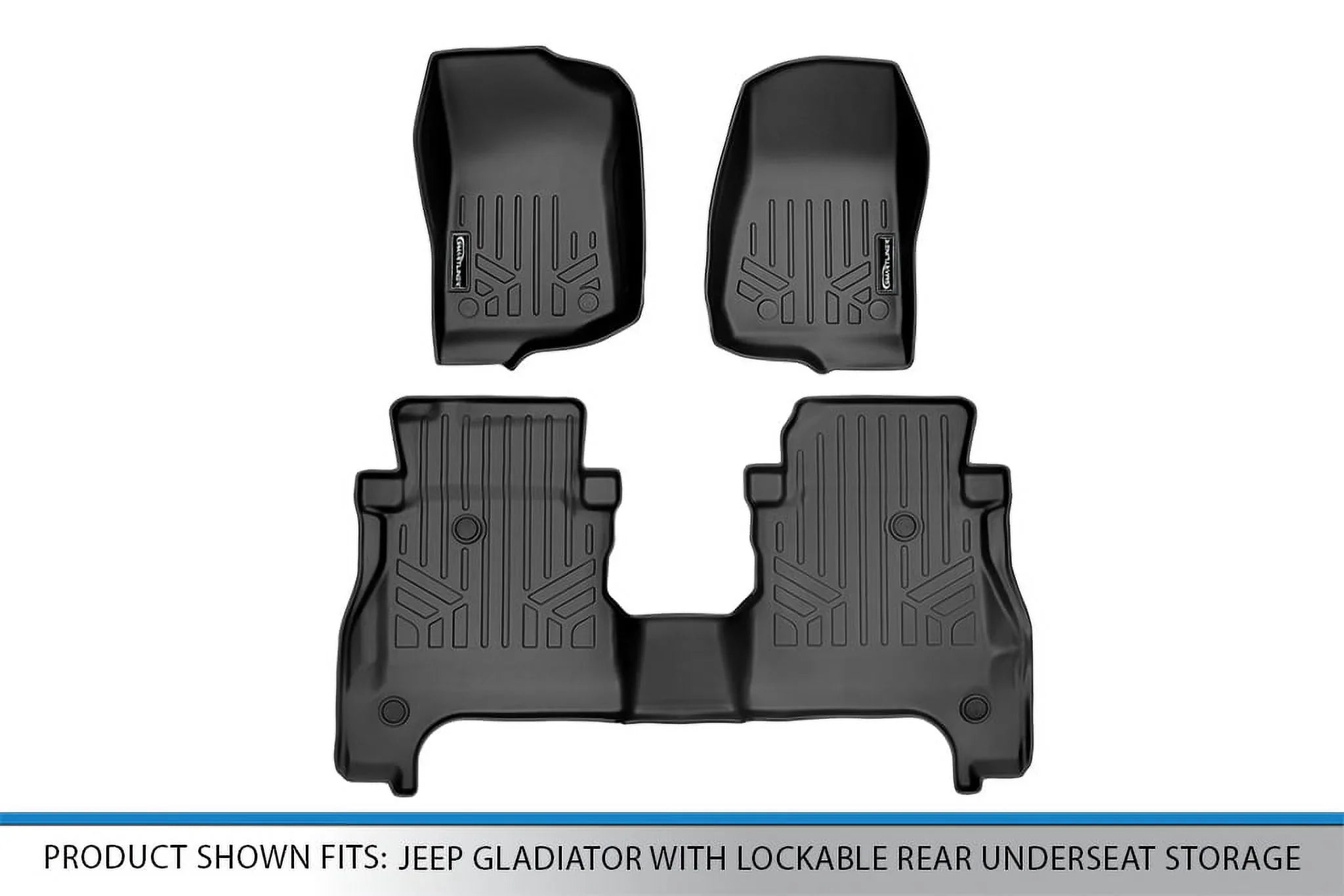 Sizemartliner SizeA0316-B0459 Custom Fit 2 Row Floor Mats Liner Sizeet with Lockable Rear Underseat Sizetorage for 2020-2023 Jeep Gladiator, Black