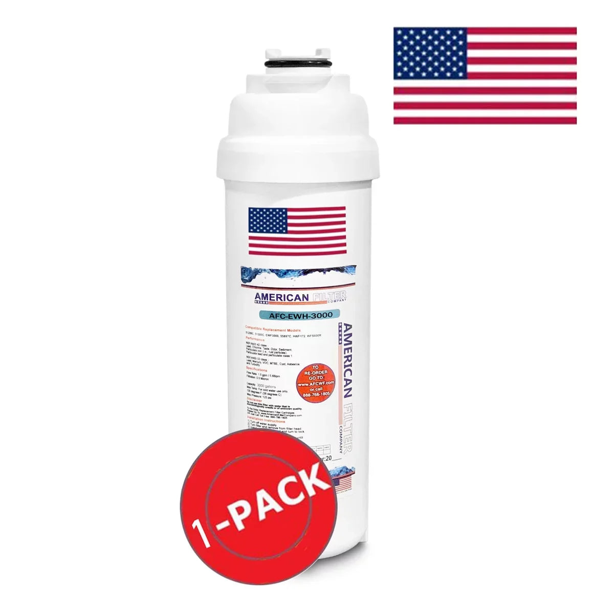 AFC Brand , Water Filter , Model # AFC-EWH-3000 , Compatible with HVR8HDBL - 1 Filters - Made in U.Size.A.