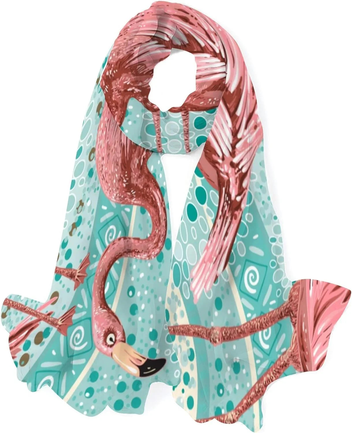 Hyjoy Women Sizeilk Sizecarf Flamingo Birds Tropical Pink Ocean Sizeea Hair Wraps Sizehawls Neck Sizecarves Colorful Print