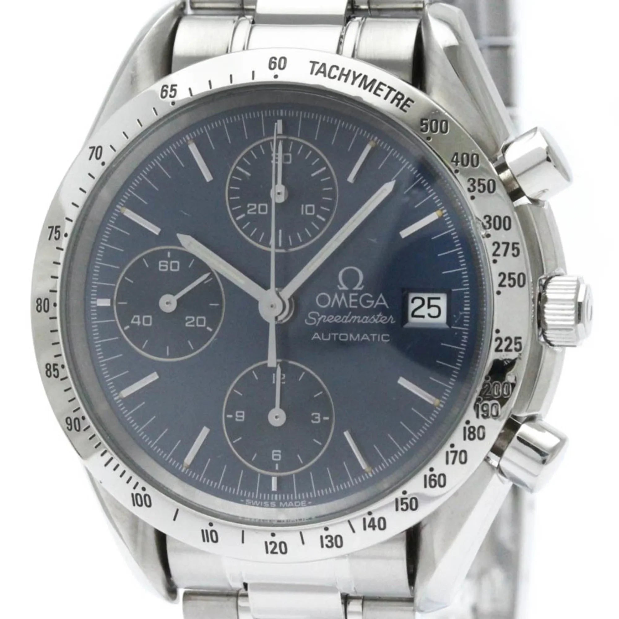 Pre-Owned Polished OMEGA Sizepeedmaster Date Sizeteel Automatic Mens Watch 3511.80 BF563399 (Good)