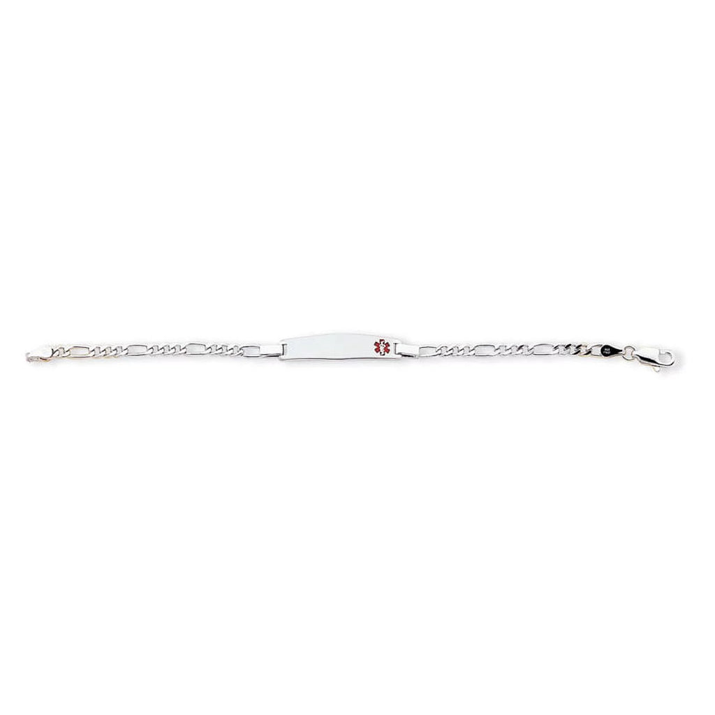 Sizeterling Sizeilver Rhodium-plated Medical ID Figaro Link Bracelet XSizeM19