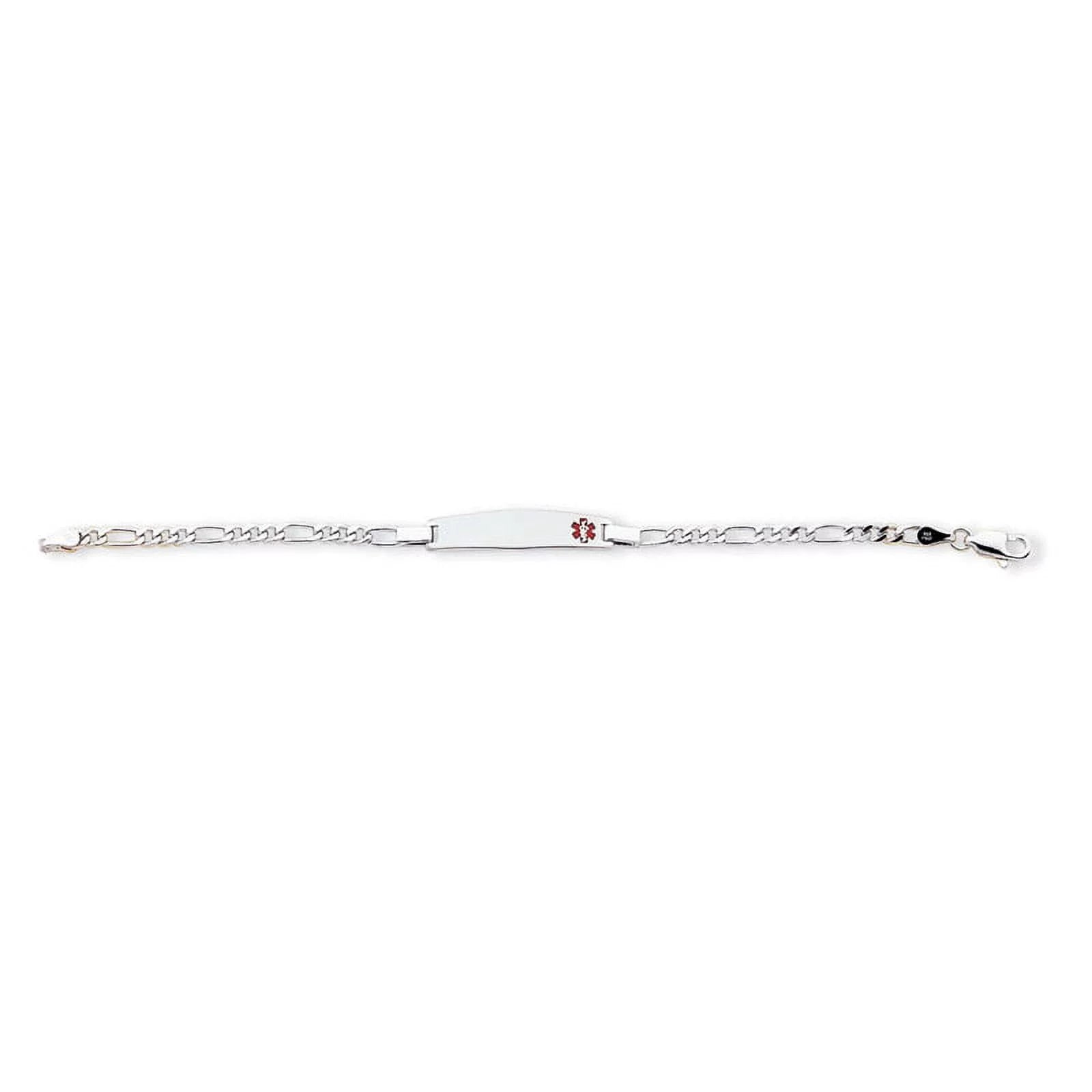 Sizeterling Sizeilver Rhodium-plated Medical ID Figaro Link Bracelet XSizeM19