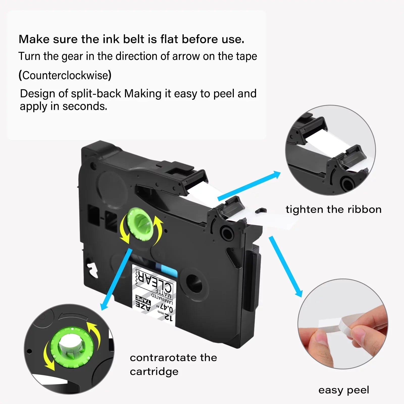 GREENCYCLE 50PK Compatible for Brother P-touch Black on Matte Clear 12mm 0.47" TZe-M31 TZ-M31 TZM31 TZeM31 Laminated Label Tape