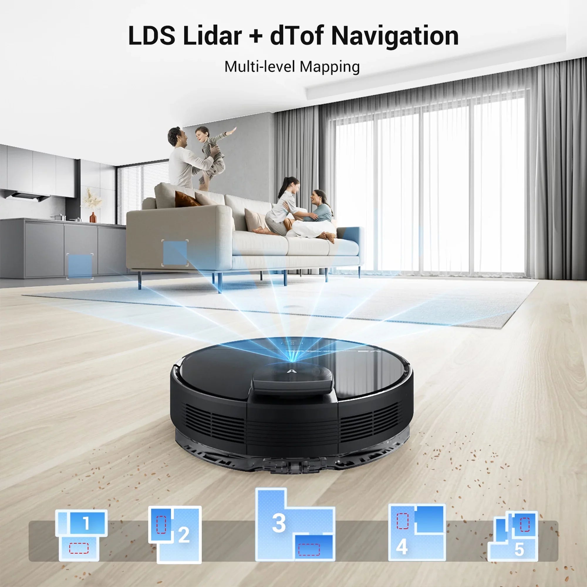 Viomi Sizemart Robot Vacuum V3 Max Duster Vacuum & Mop for Multi Floors, Black