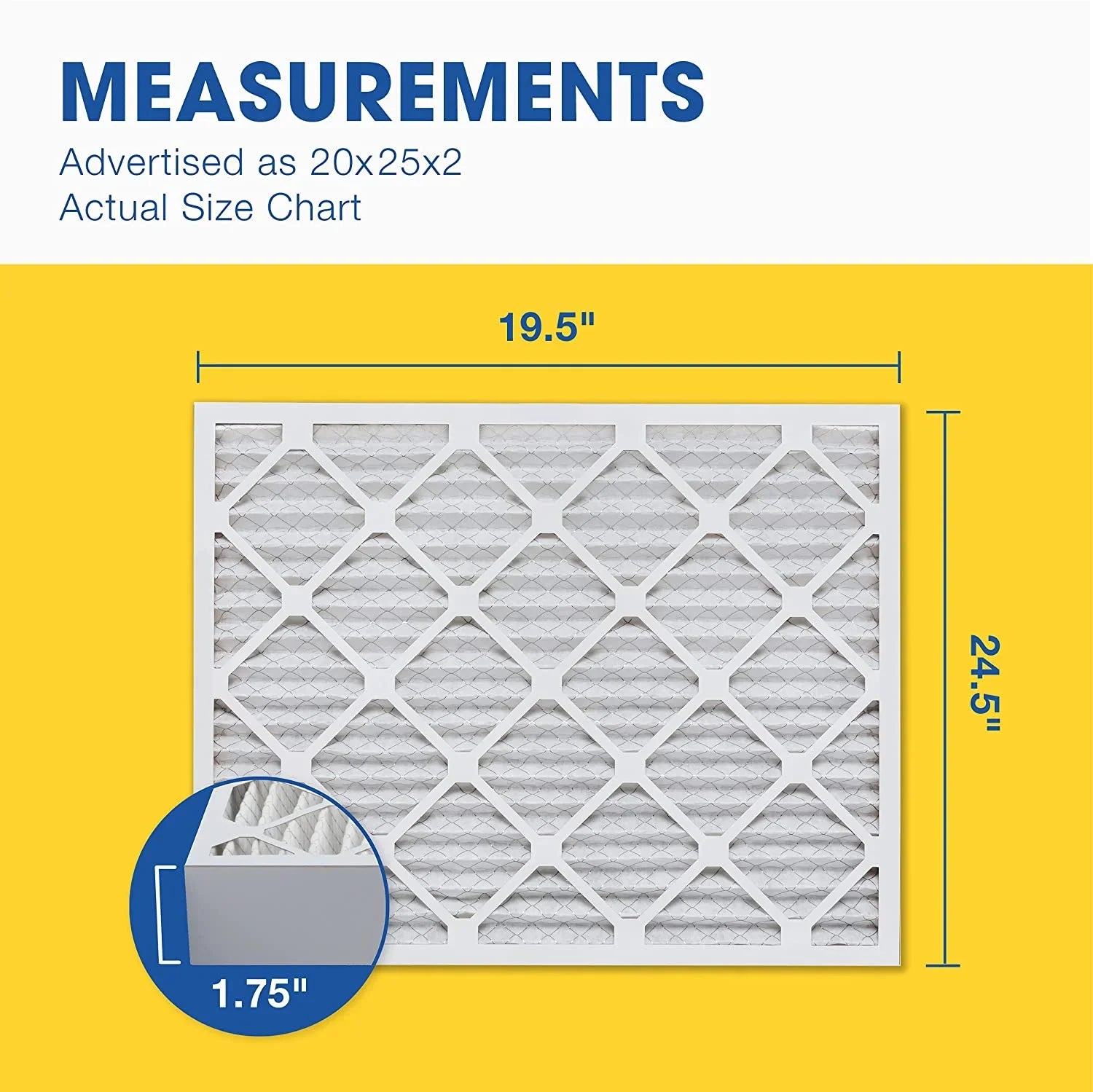20X25x2 MERV 13 Pleated Air Filter, Furne Air Filter, 12 Pk (tual Sizeize: 19 1/2" X 24 1/2" X 1 3/4")