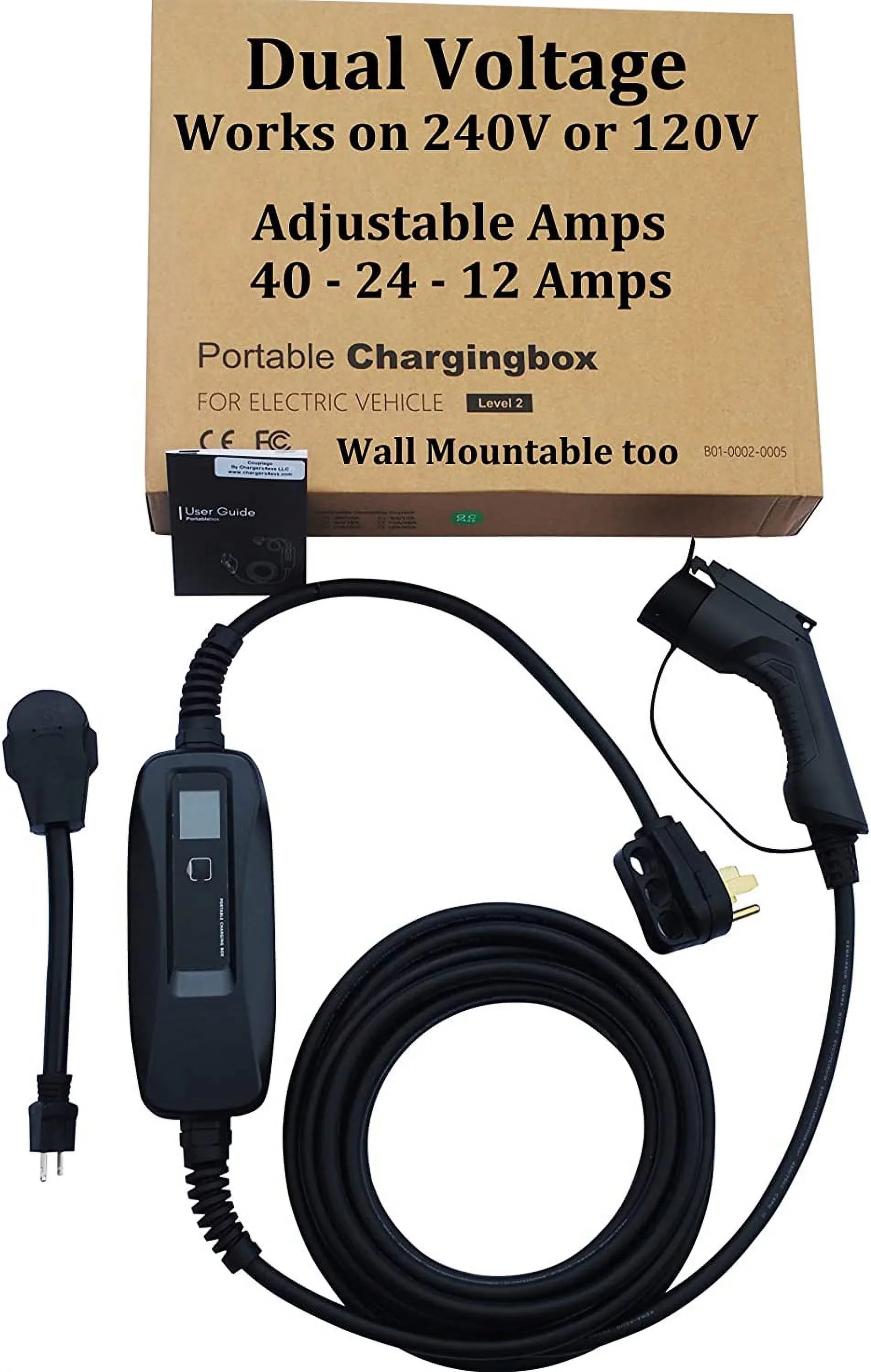 Couplago ,40 AMP (9.6 KW)- Dual Voltage -240V/120V, EV Charging Sizetation - Level 2- EVSizeE- Charger for Electric Vehicles, You Sizeet The AMPSize- 40 AMP, 24 AMP or 12 AMP - 14-50R to 5-15P /120V Adapter