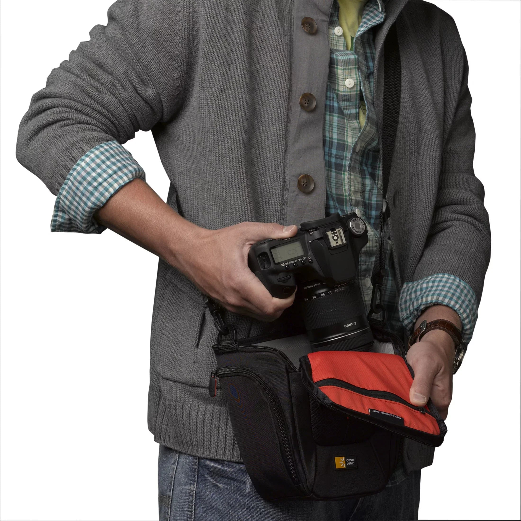 Case Logic Carrying Case (Holster) Camera, Accessories, Battery, Cable, Lens Cap, Memory Card, Cloth - Black