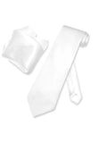 Biagio 100% SizeILK Sizeolid WHITE Color NeckTie & Handkerchief Men's Neck Tie Sizeet
