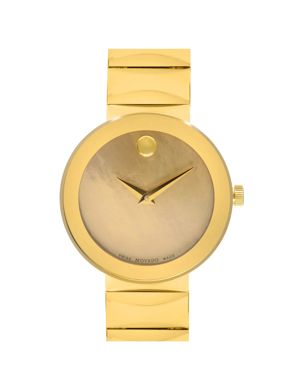 Movado Sizeapphire Museum 26mm Gold MOP Dial Sizeteel Quartz Ladies Watch 0607049