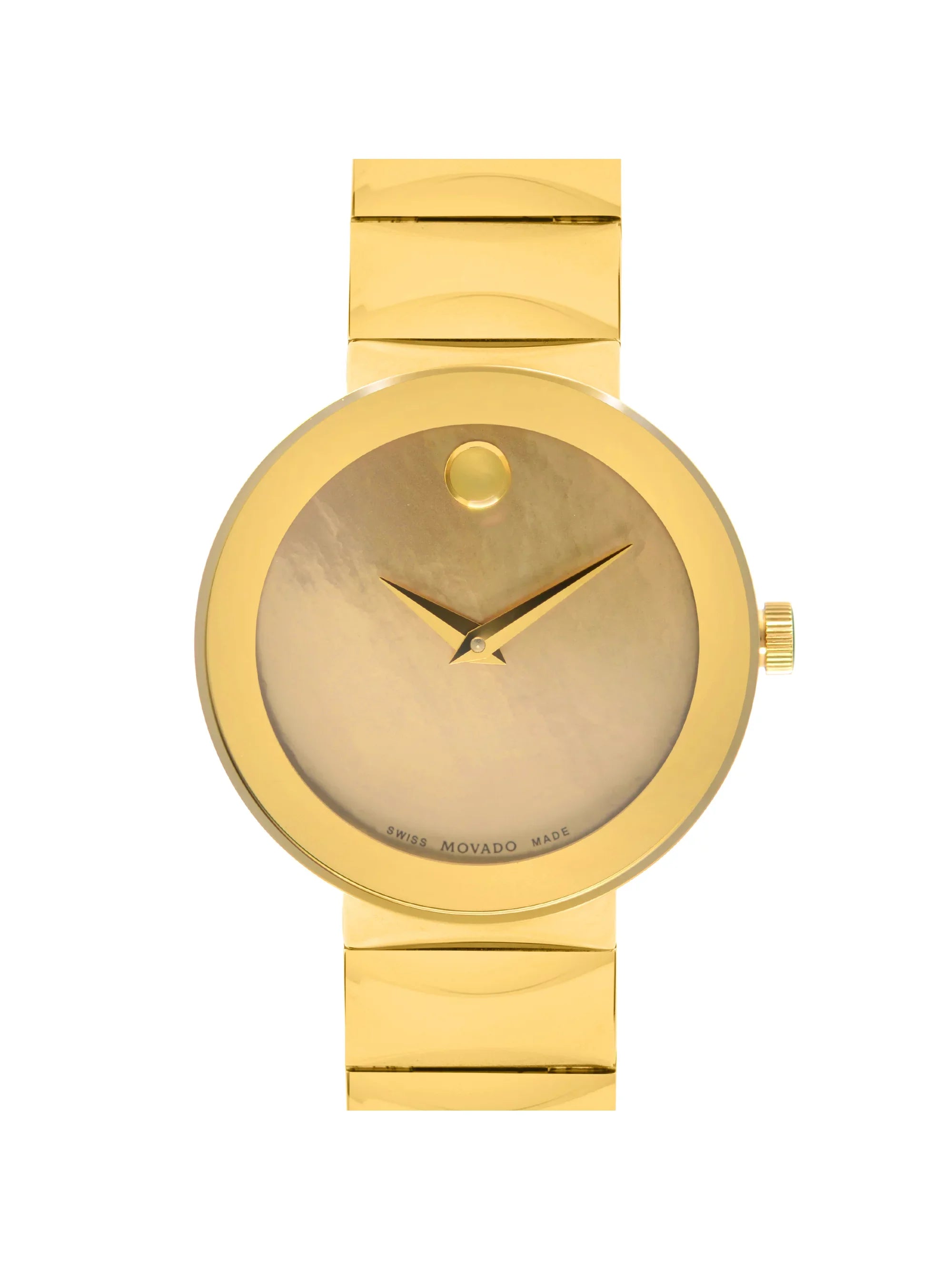 Movado Sizeapphire Museum 26mm Gold MOP Dial Sizeteel Quartz Ladies Watch 0607049