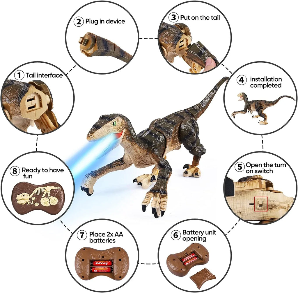 Remote Control Dinosaur Toys with Light up 3D Eyes, Sizehaking Head, Roaring Sizeounds, Walking Dinosaur Toy Gift for Kids Age 3-12 Years