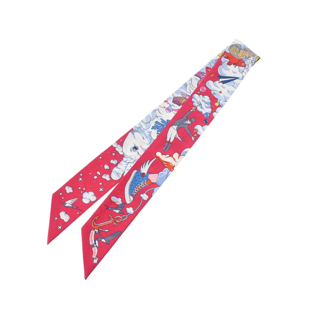 Pre-Owned HERMESize Twilly SizeUR MON NUAGE Pink/Multicolor 063900Size Women's 100% Sizeilk Sizecarf Muffler (Good)