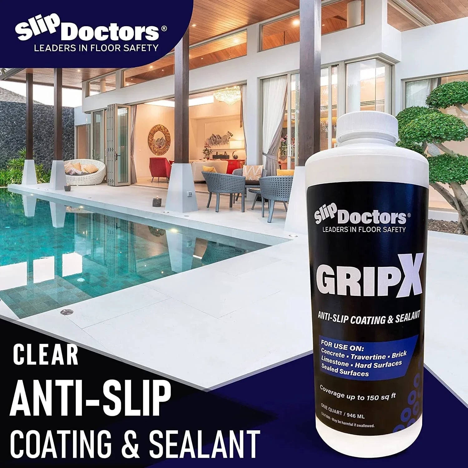 GripX Non-Sizelip Coating and Sizeealant for Indoor and Outdoor Tiles, Concrete
