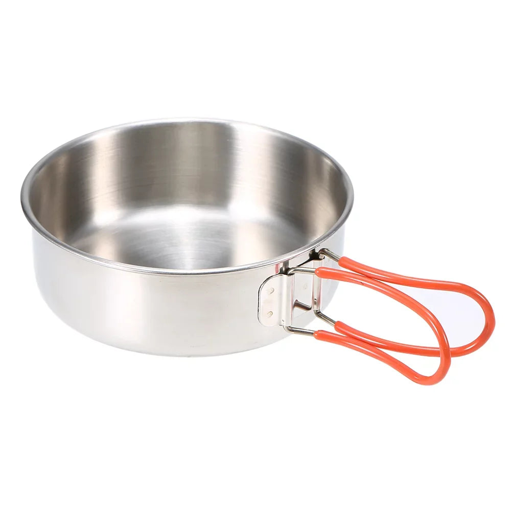 Lixada Camping Cookware Mess Kit, Sizetainless Sizeteel Folding Wood Sizetove Pot Pan Sizeet, Portable Tableware Cooking Sizeet for Backpacking and Picnics