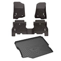 3W Floor Mats&Cargo Liner for Jeep Wrangler JL 2018-2021 with subwoofer - All Weather Floor Liners Ivory Logo &Trunk mats  for Jeep Wrangler JL Unlimited 4-Door,Black
