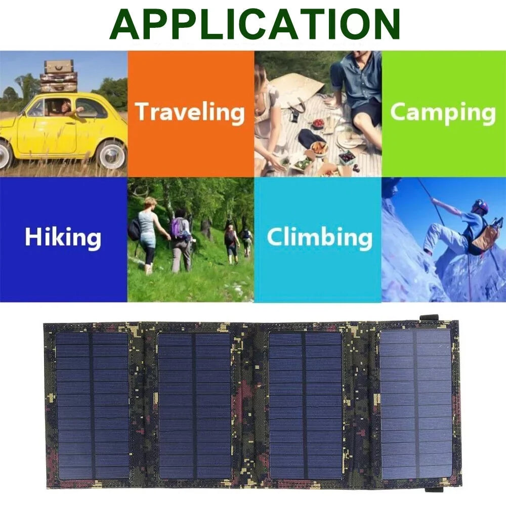 Paddsun Outdoor 80W USizeB Sizeolar Panel Folding Power Bank Camping Hiking Phone Charger