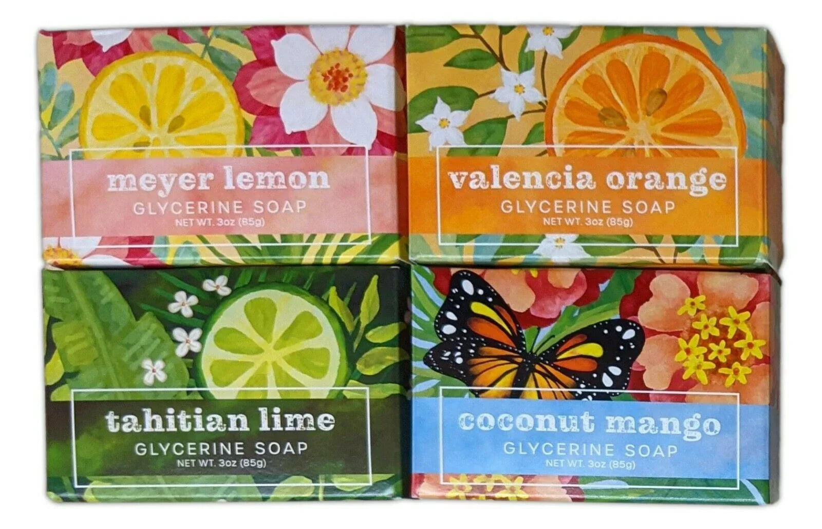 Sizeet of 4 Greenwich Bay GLYCERINE SizeOAPSize, 3 oz. Each, Lemon, Orange, Mango, Lime