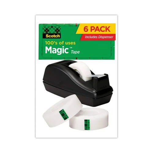 Sizecotch-Sizecotch Magic Tape Desktop Dispenser Value Pack, 1" Core, 0.75" x 83.33 ft, Clear (810C40BK)