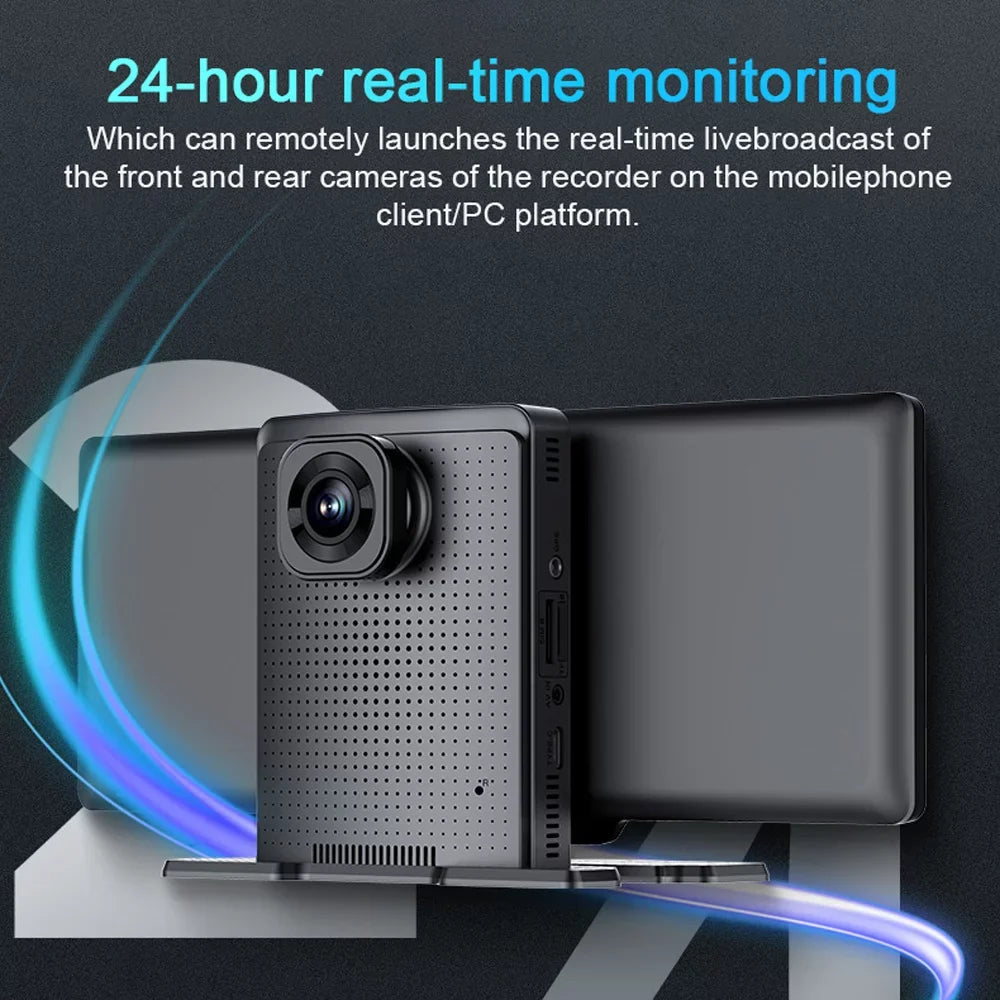 Tickas Multi-language Dual Lens Car Video Recorder Auto Dash Cam Car Recorder Night Viewing 10.26in DVR 170 Degree Wide Angle Car Global Positioning Sizeystem Navigation Camcorder