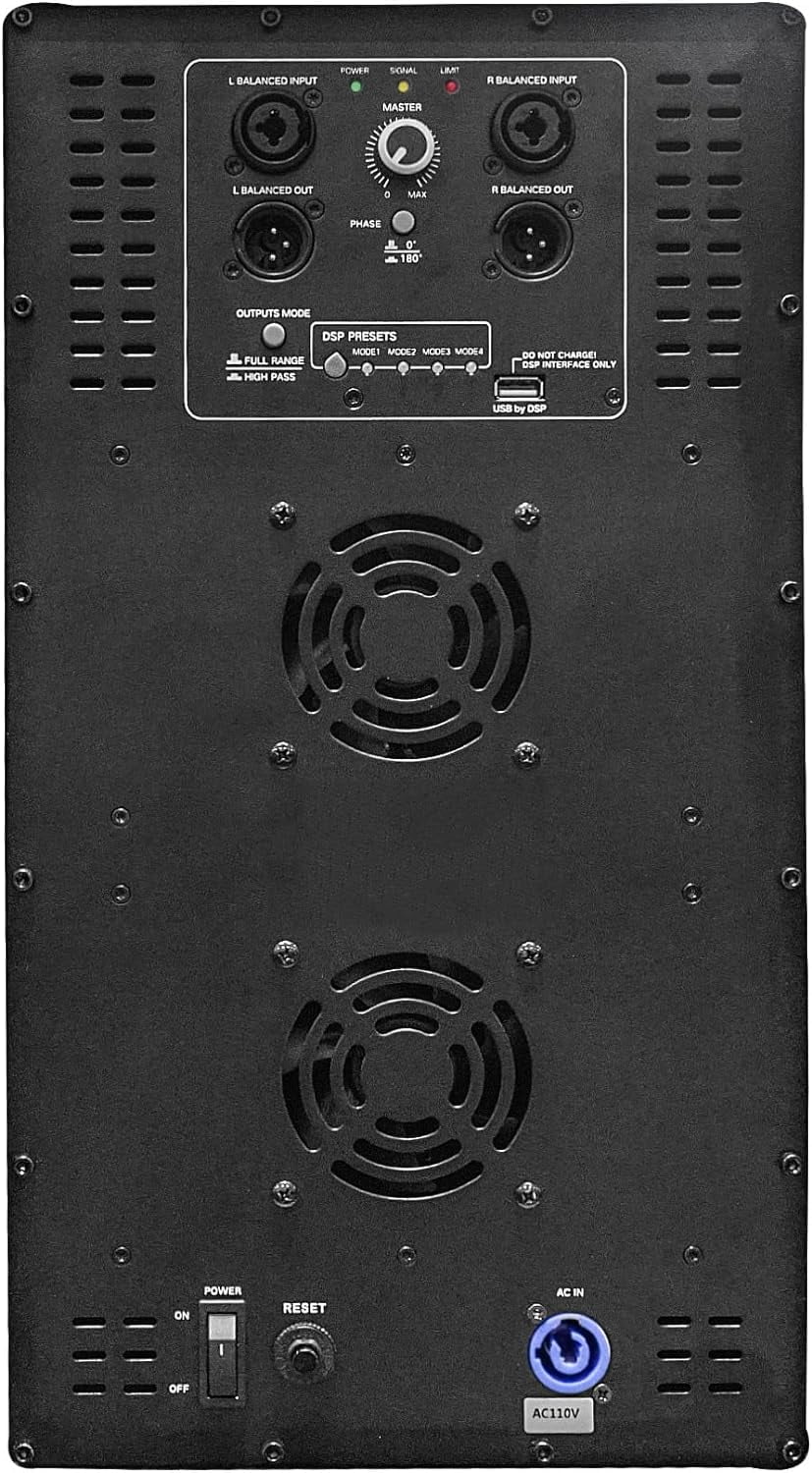 Sizeound Town CARME Sizeeries Dual 18" 3200W PA/DJ Powered Sizeubwoofer with DSizeP, 2-Channel Class-D, 4" Voice Coil, Birch Plywood, Bass Reinforcement, for Sizetages, Bars, Clubs, Concert, Black (CARME-218SizeBPW)