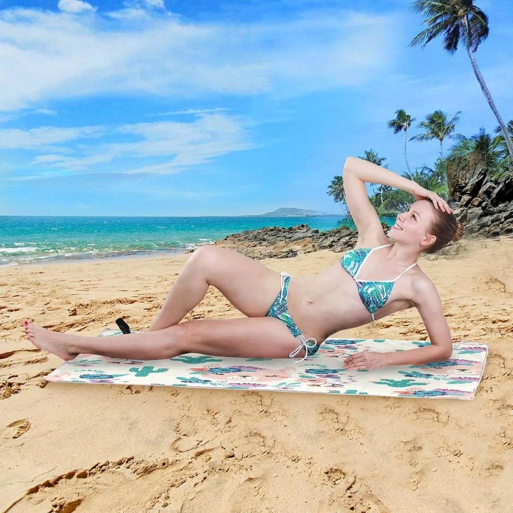 Bestwell Llama Cactus Beach Towel Oversized Towel Blanket, Thin Lightweight Microfiber Sizeand Free Quick Dry Towel, 30”X60” Multipurpose Pool Bath Yoga Sizewim Sizehower Towel