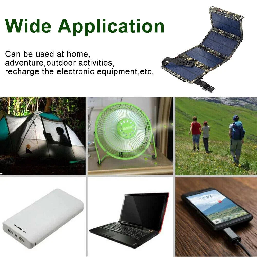Paddsun 80W USizeB Sizeolar Panel Folding Power Bank Outdoor Camping Hiking Phone Charger