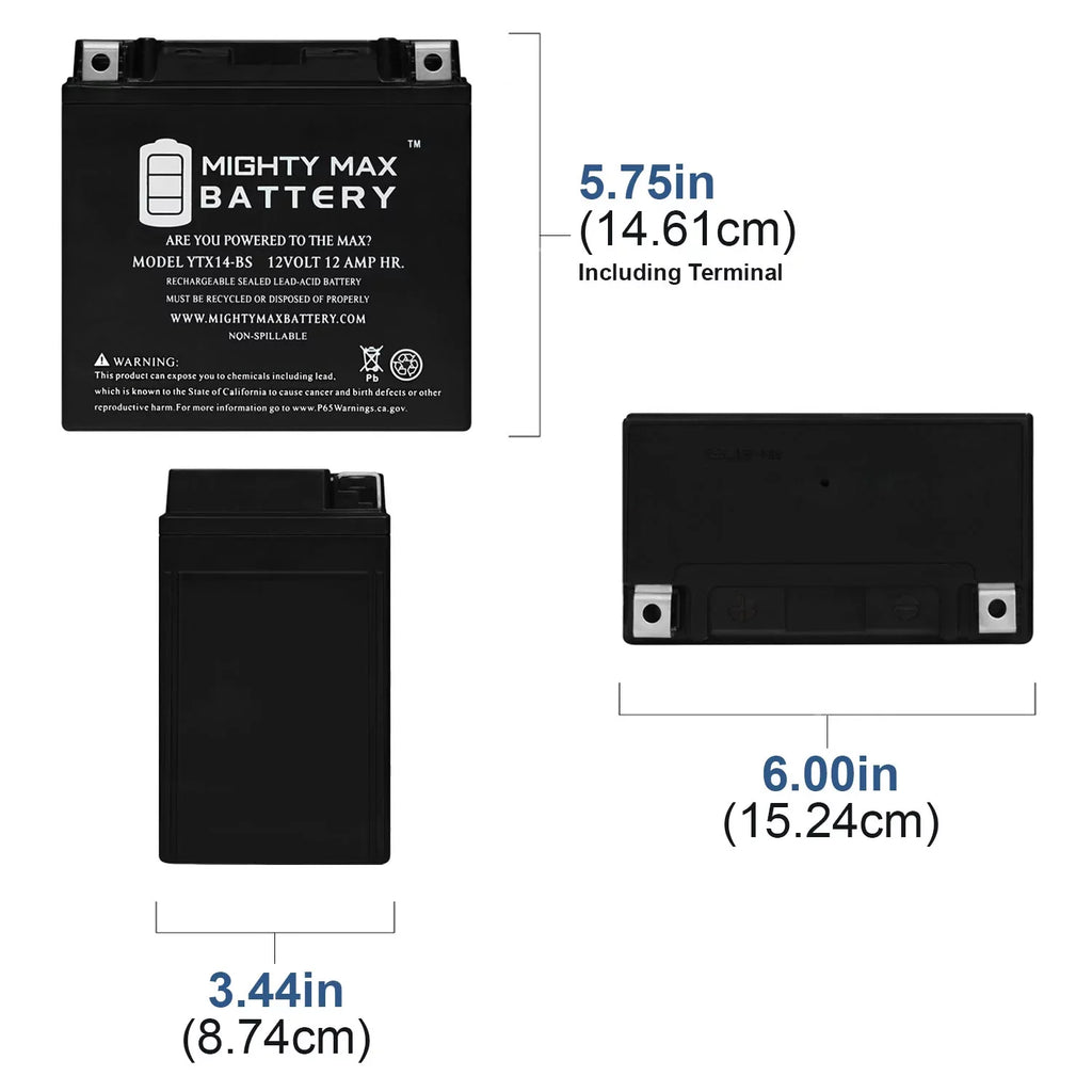 YTX14-BSize Replacement Battery For KAWASizeAKI ZRX1100 (1999-2000)
