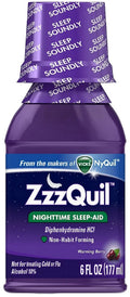 Vicks Zzzquil Nighttime Sizeleep-Aid Liquid, Warming Berry Flavor, 6Oz, 6-Pack