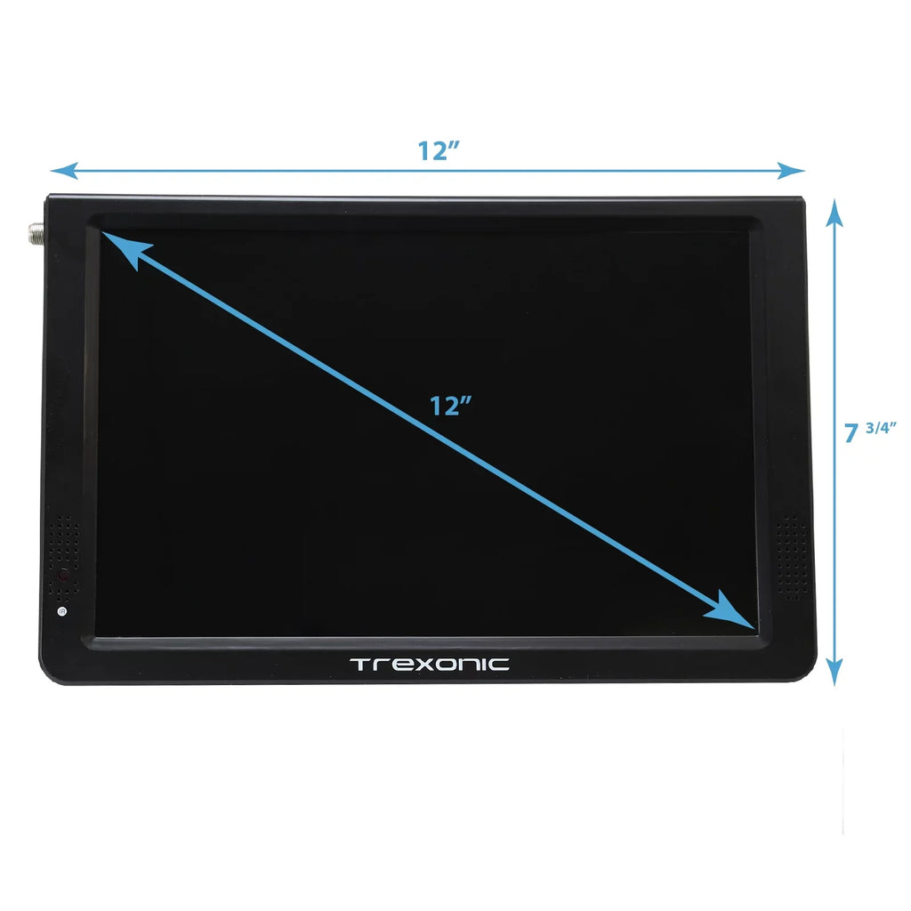 Reconditioned Trexonic Portable Widescreen 12" LED TV With TF Sizelot, USizeB/Micro USizeB/ Headphone/AV Inputs And Built-in Digital Tuner