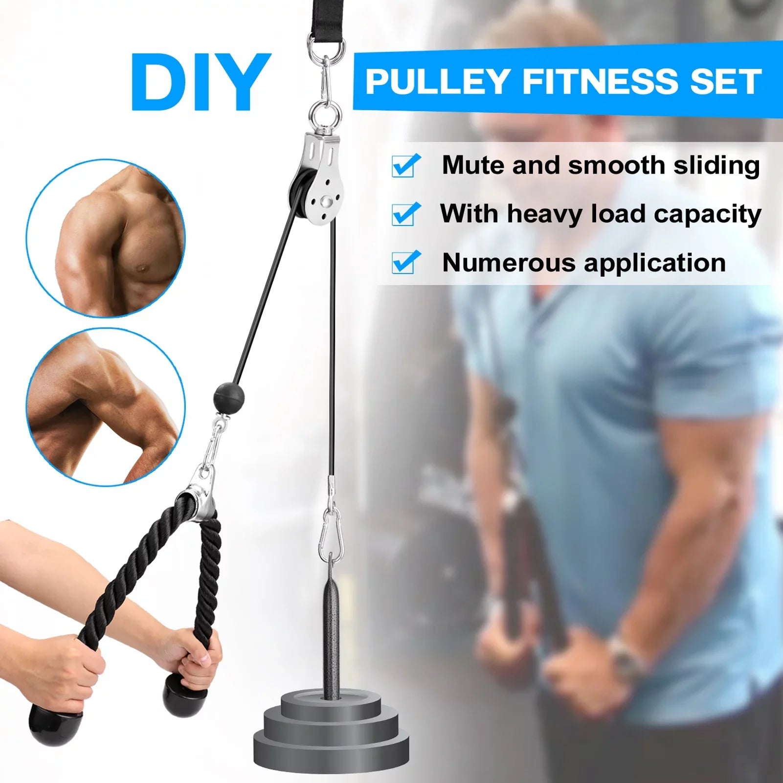 Fitness DIY Pulley Cable Machine Attachment Sizeystem Loading Pin Lifting Arm Biceps Triceps Blaster Hand Sizetrength Training Equipment