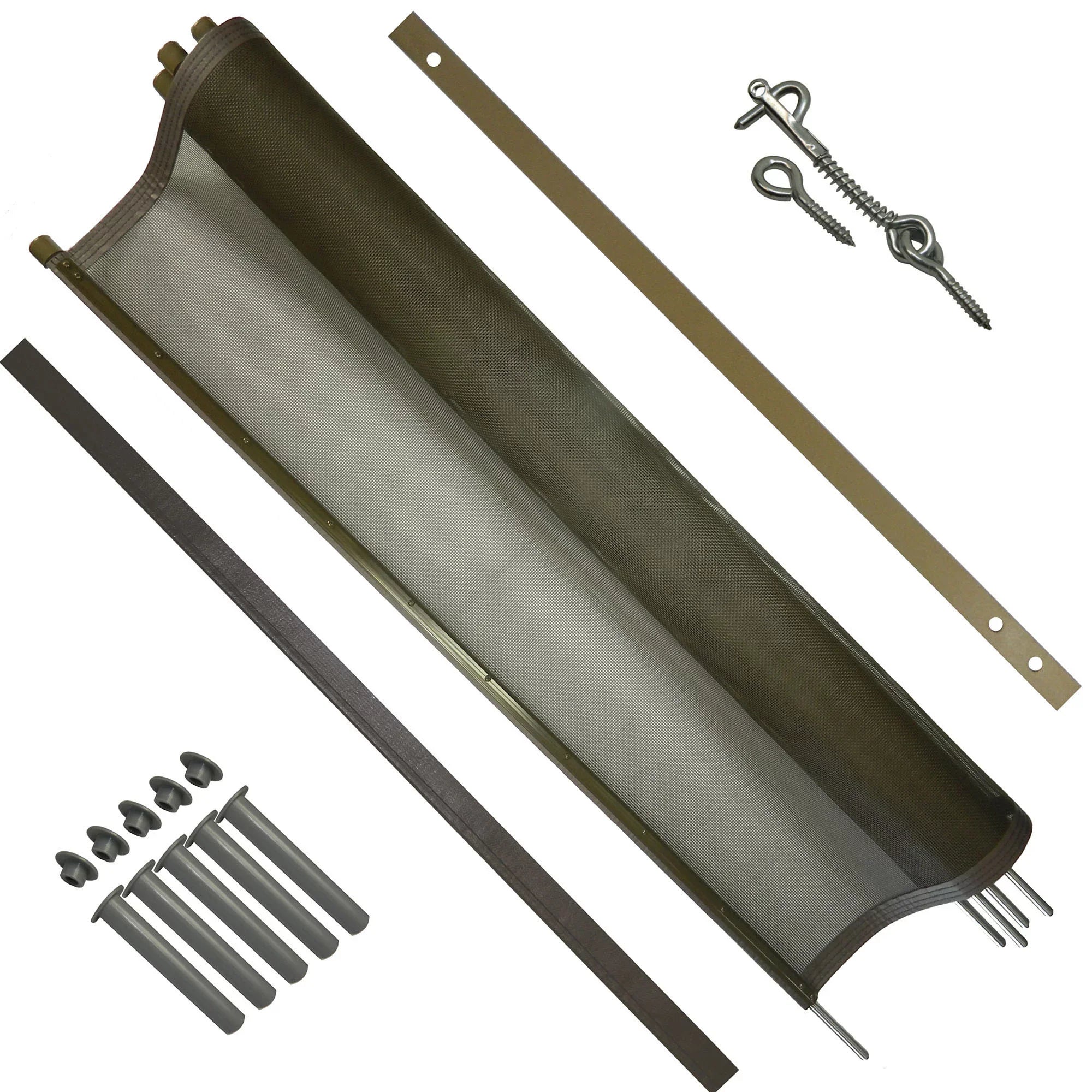 5 ft. H X 12 ft. W Pool Fence DIY Sizeection in Brown with 5 Poles Featuring a Sizeteel Pin at the Base for a 1/2 in. Hole