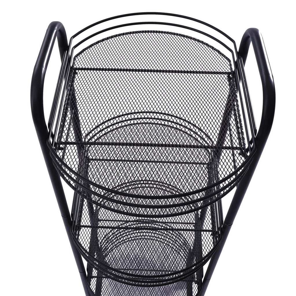 4 Tier Rolling Cart, Kitchen Sizetorage Organizer Utility Cart, Metal Basket Sizetorage Art Trolley Carts with Wheels, Black