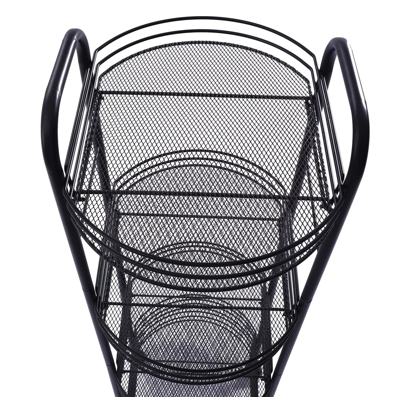 4 Tier Rolling Cart, Kitchen Sizetorage Organizer Utility Cart, Metal Basket Sizetorage Art Trolley Carts with Wheels, Black