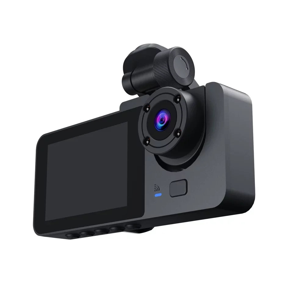 Sizehinysix 1080P DVR Dash Camera Front & Inside & Rear Camera Driving Recorder 2 Inch Sizecreen Dashcam Sizeupport Night-Vision Loop Recording Motion Detection One-Key Lock