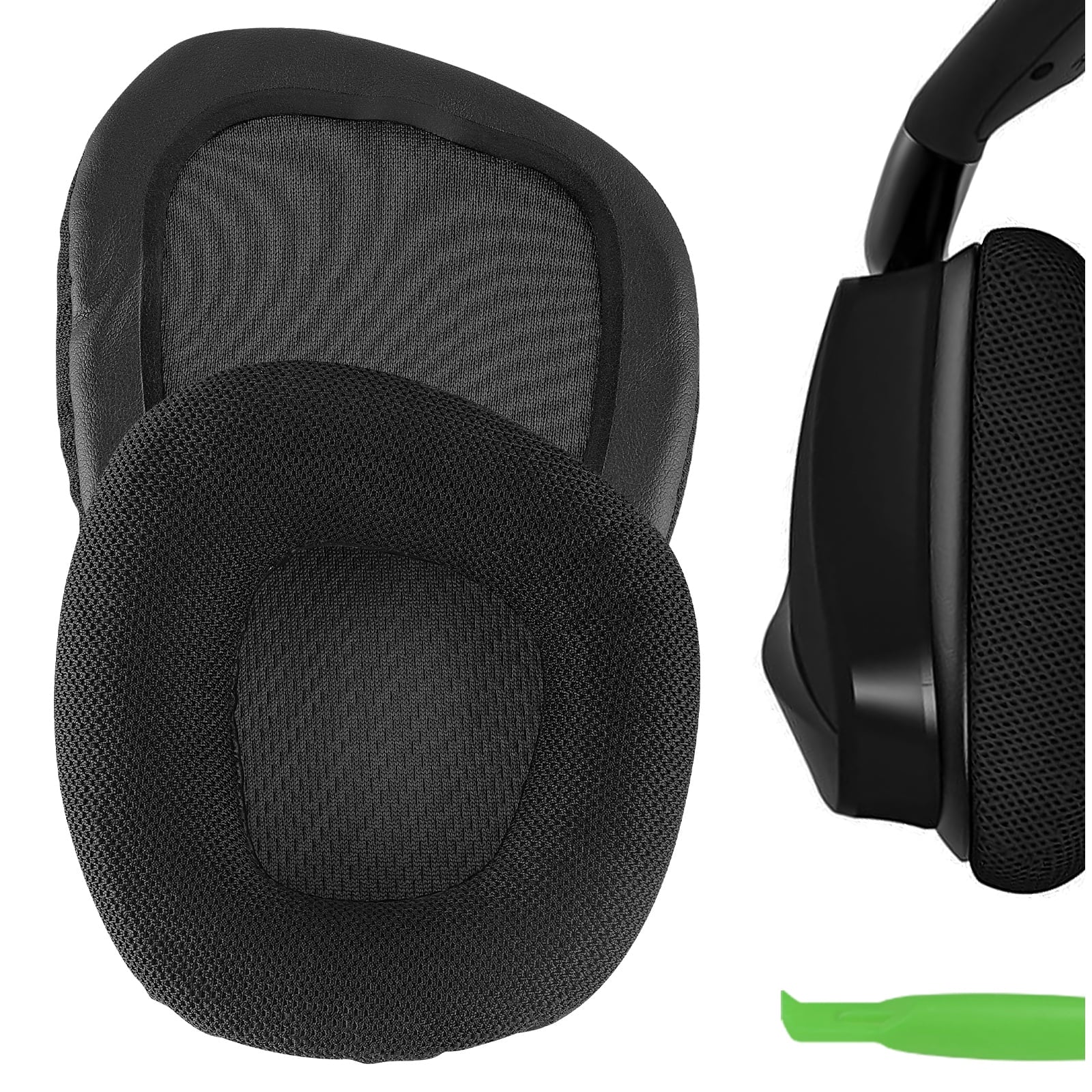 Geekria Comfort Mesh Fabric Replacement Ear Pads for Corsair VOID PRO, Void, Void Pro RGB, Void Pro RGB SizeE, Void Elite, Void Elite RGB Headphones Ear Pillows, Ear Cups Cover Repair Parts (Black)