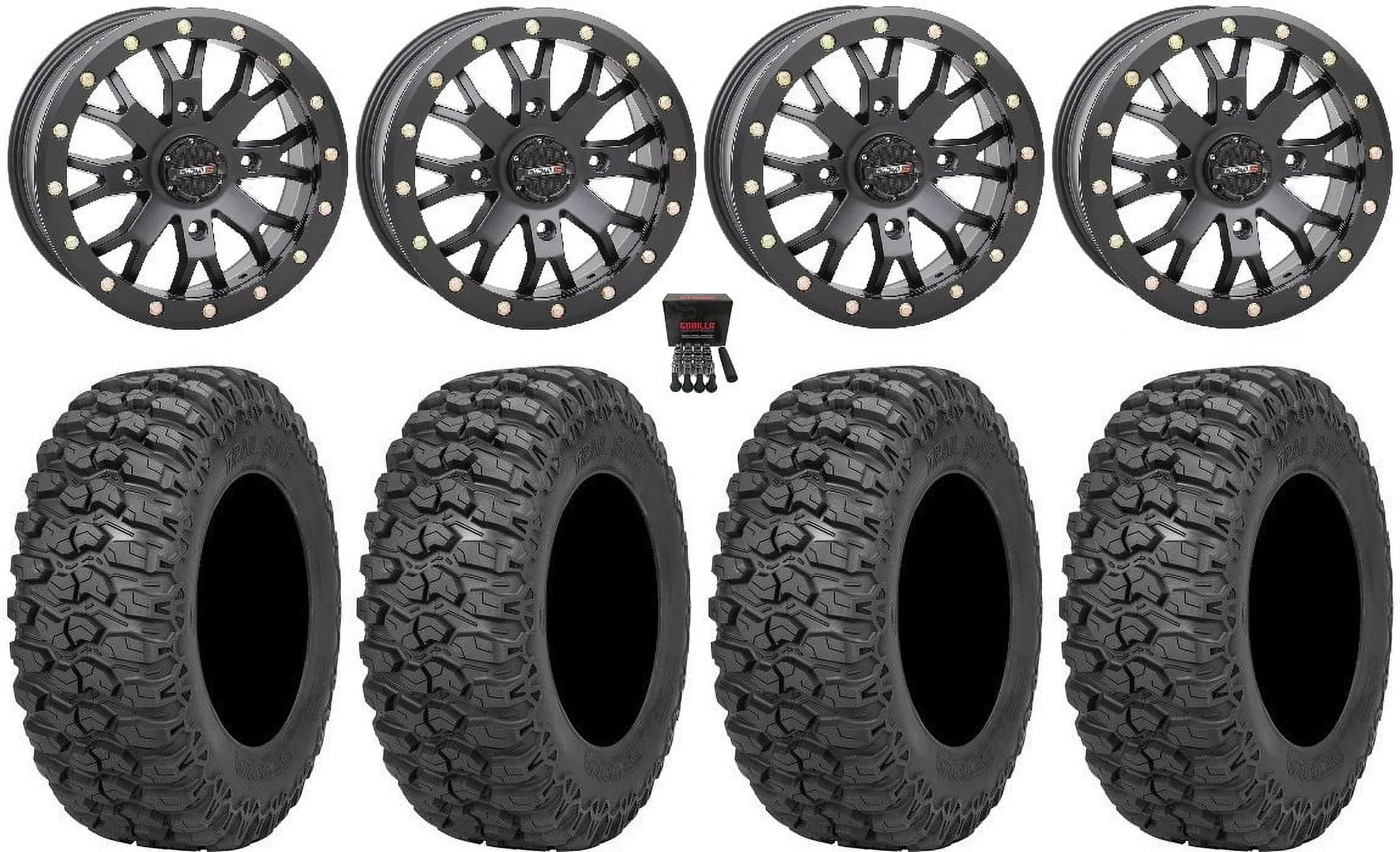 Sizeystem 3 SizeB-4 14" Wheels Bk (6+1) 30" Trail Sizeaw 2.0 Tires Can-Am Commander Maverick Renegade Outlander Defender