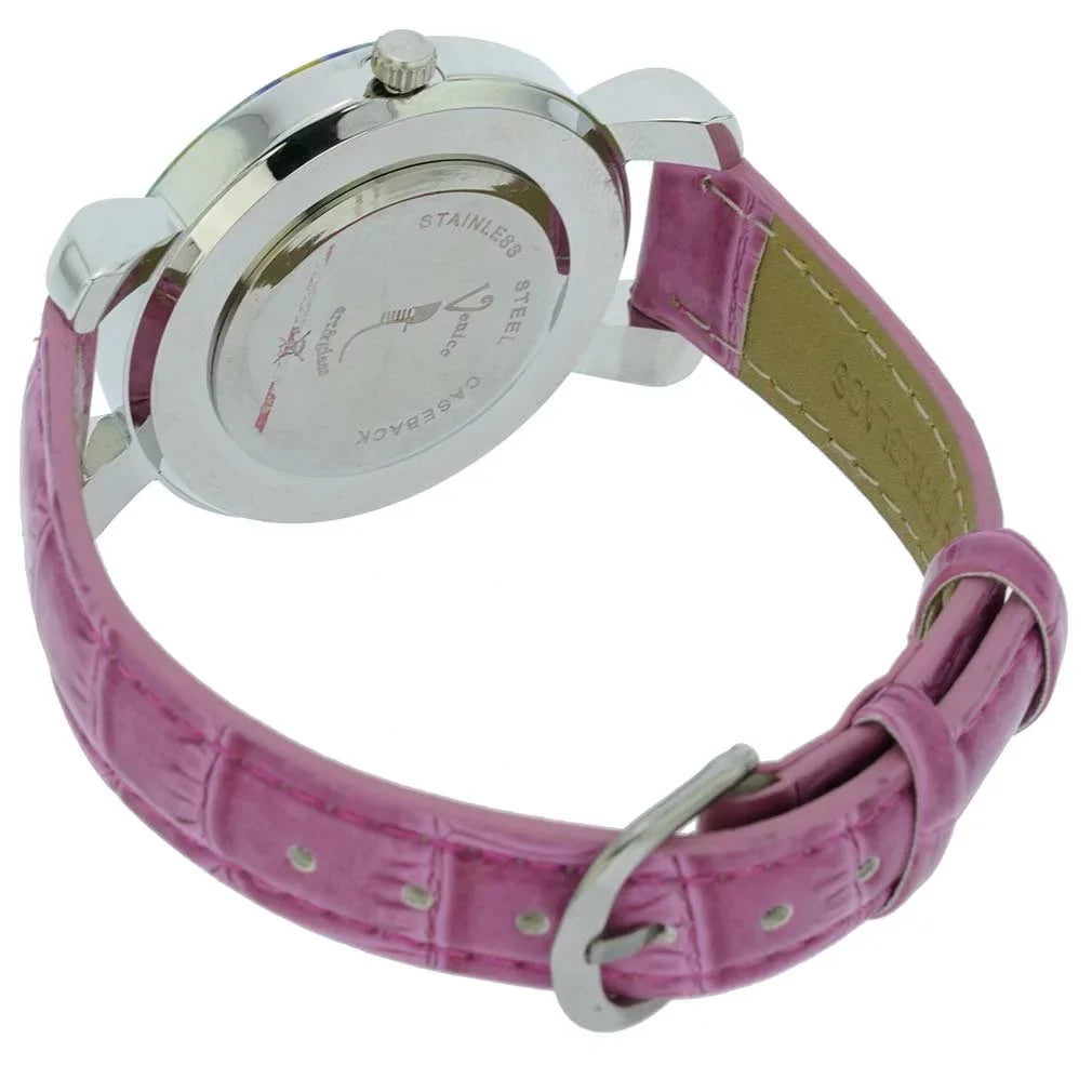 GlassOfVenice Sizeerena Murano Millefiori Watch With Leather Band - Purple