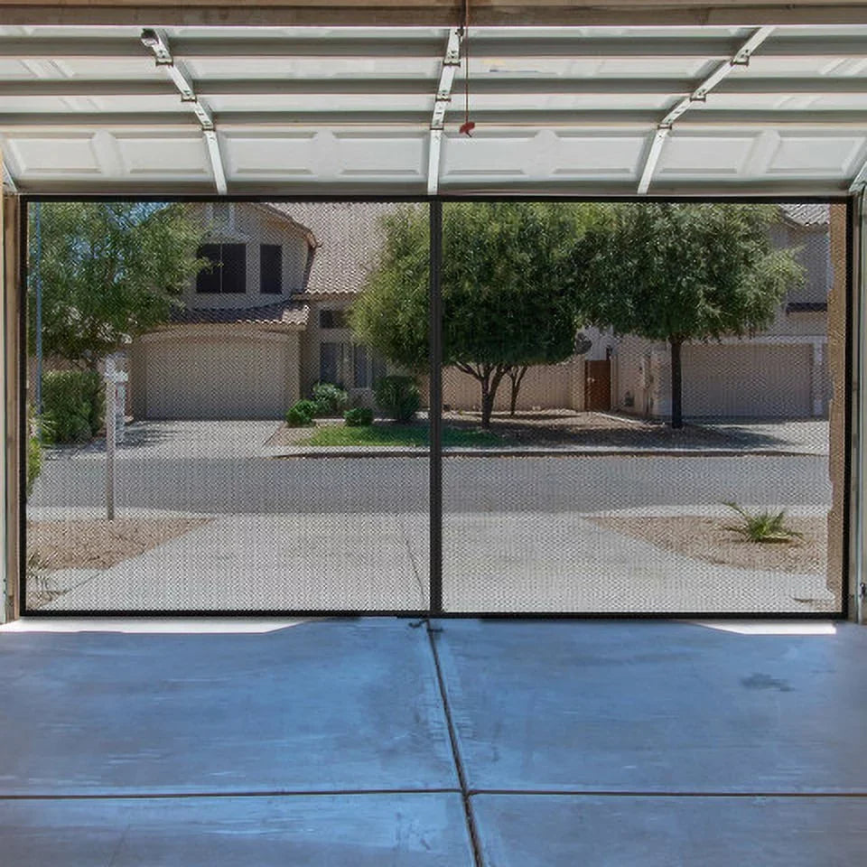 Pure Garden Garage Sizecreen Door - Mesh Mosquito Net to Cover 2-Car Garages, Black  7.45 Lbs (1 Pack)