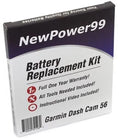 Garmin Dash Cam 56 Battery Replacement Kit with Tools, Video Instructions, Extended Life Battery and Full One Year Warranty