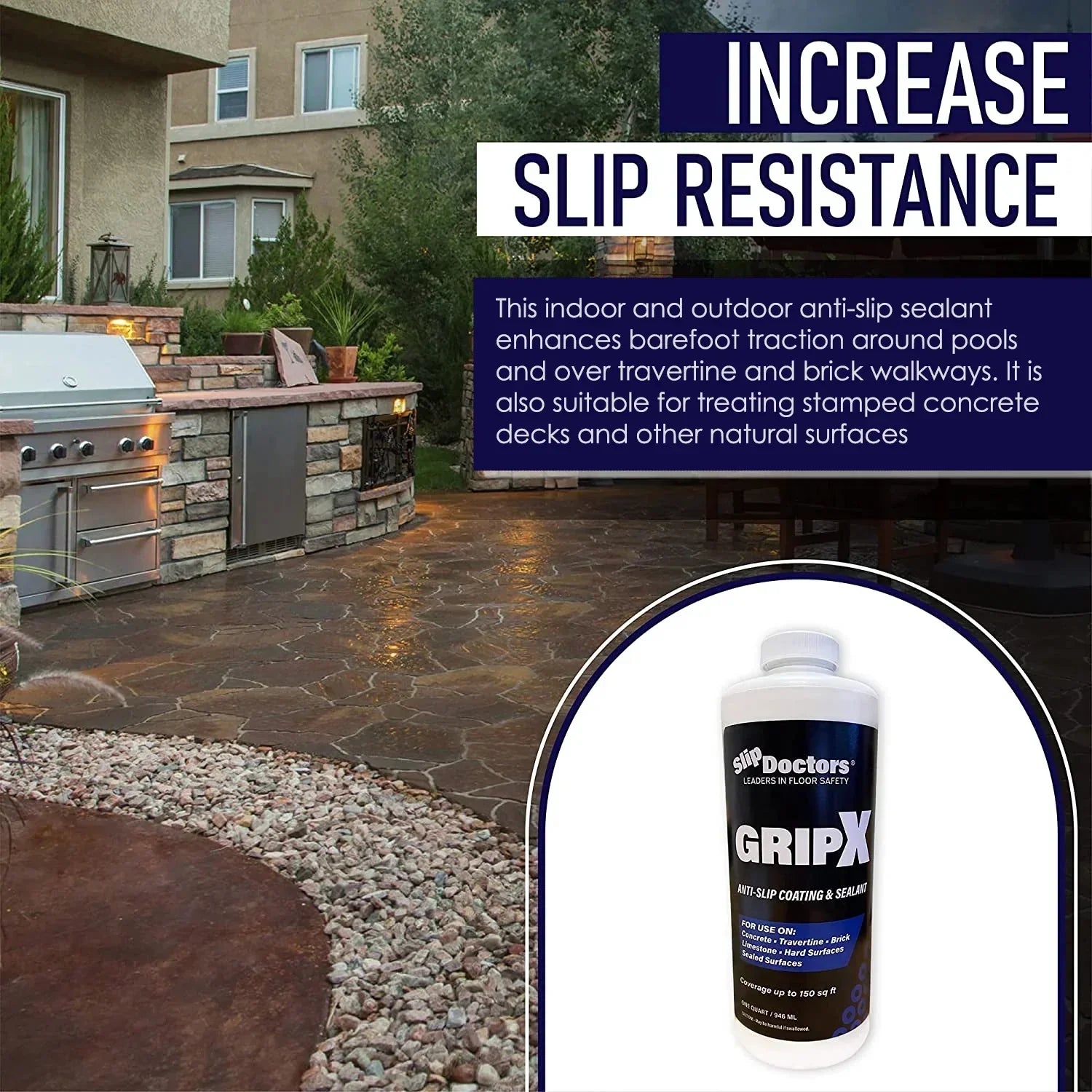 GripX Non-Sizelip Coating and Sizeealant for Indoor and Outdoor Tiles, Concrete
