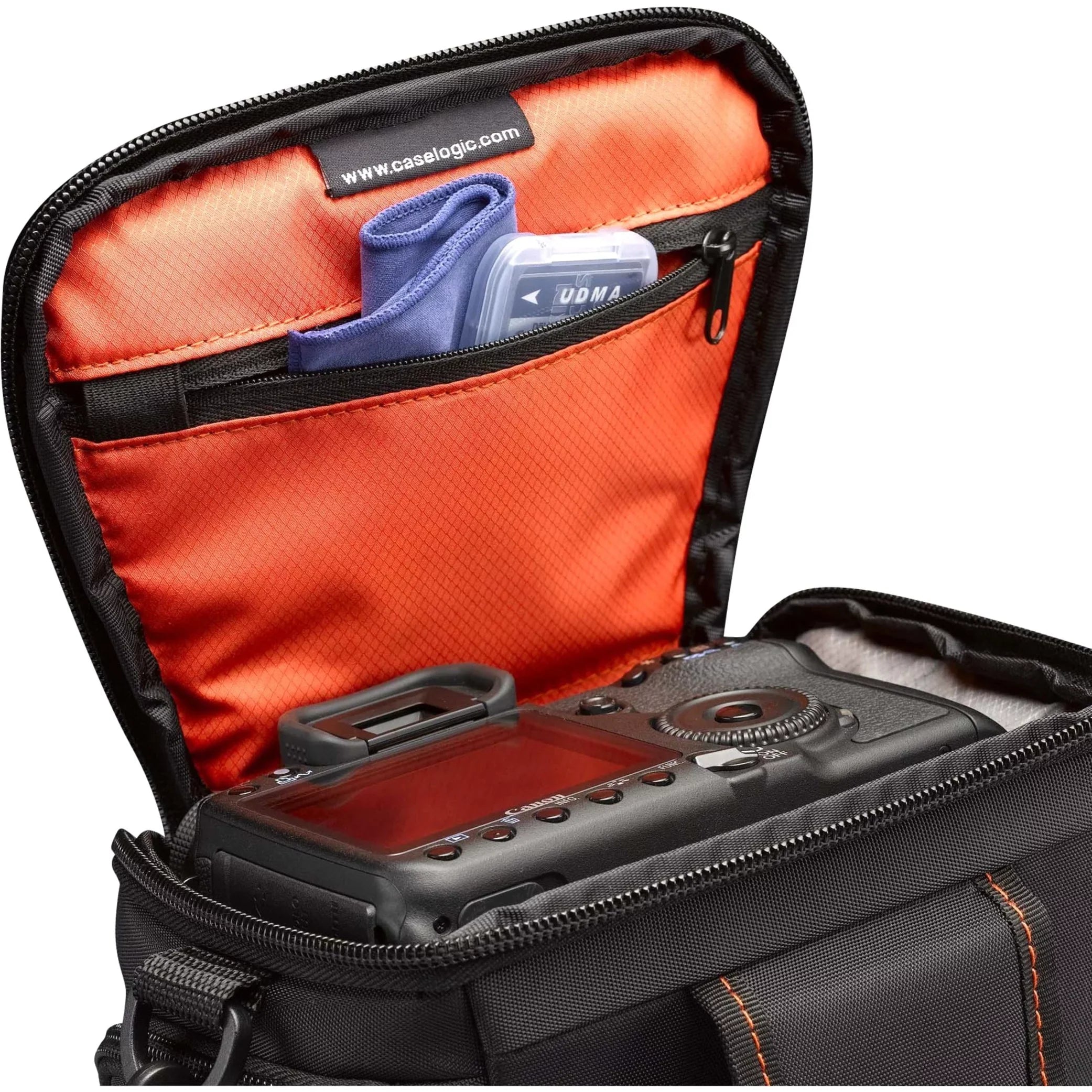 Case Logic Carrying Case (Holster) Camera, Accessories, Battery, Cable, Lens Cap, Memory Card, Cloth - Black