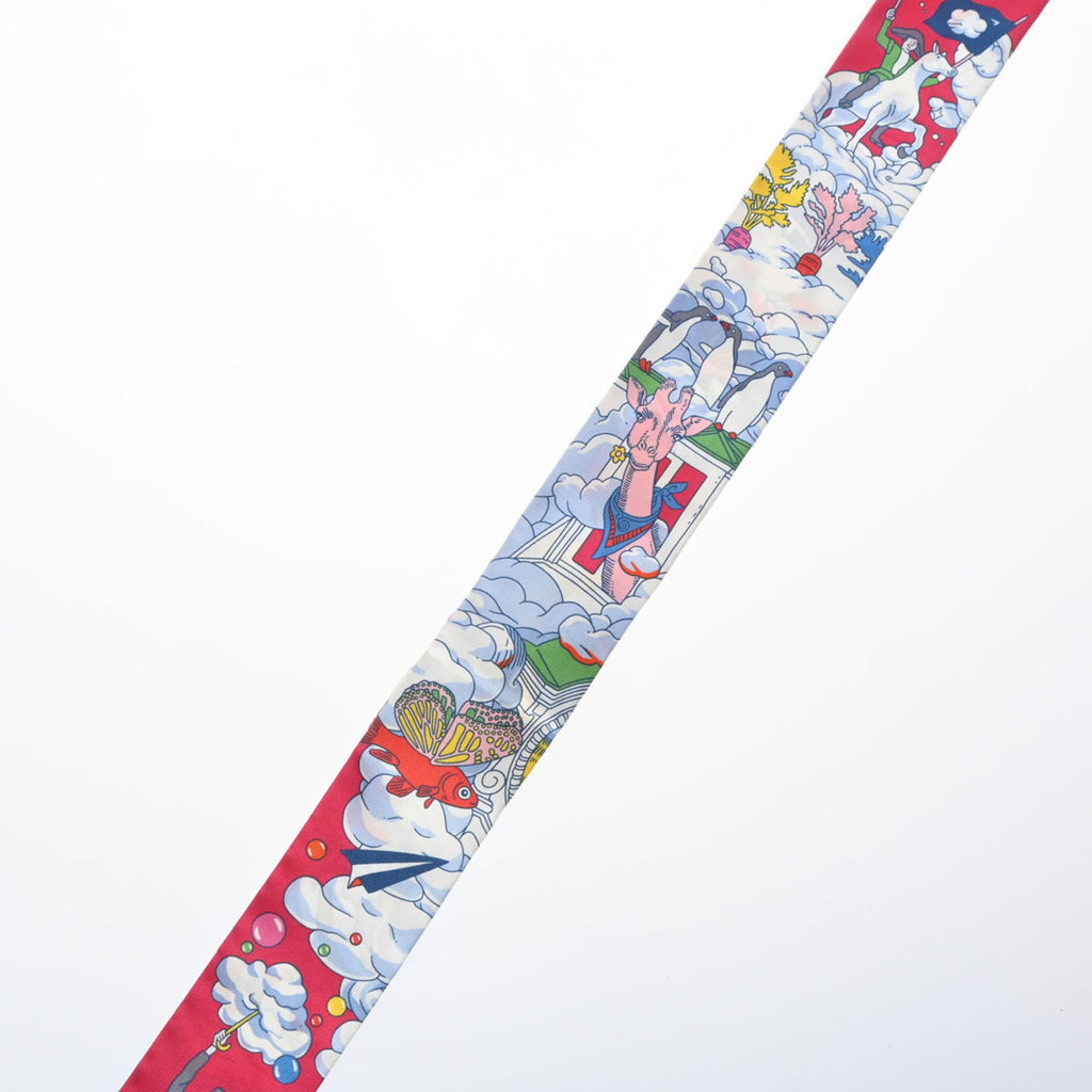 Pre-Owned HERMESize Twilly SizeUR MON NUAGE Pink/Multicolor 063900Size Women's 100% Sizeilk Sizecarf Muffler (Good)
