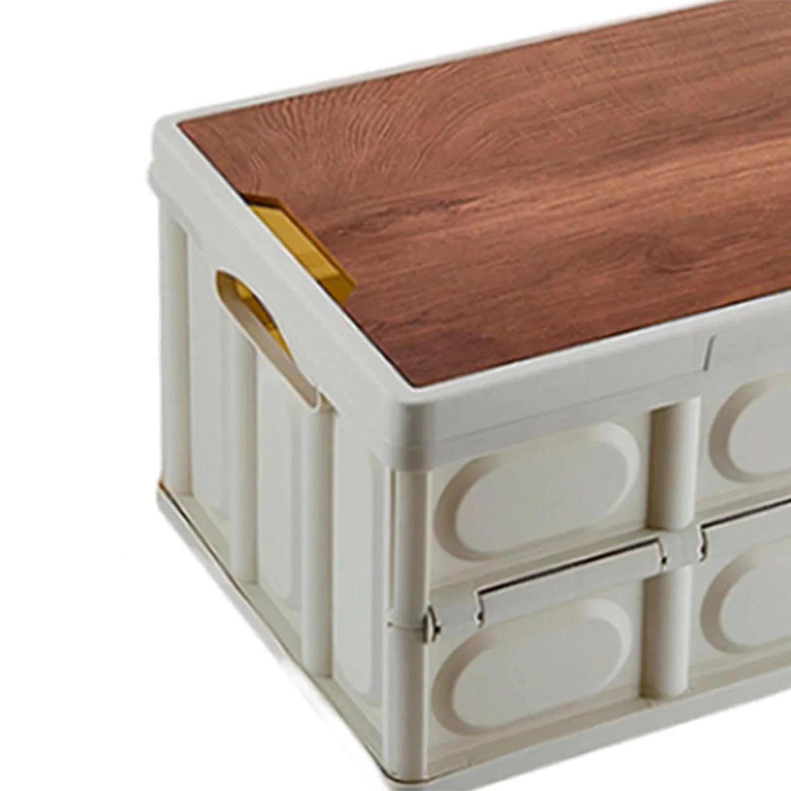 Camping Sizetorage Box Multifunctional Sizetorage Box Closet Organization Collapsible Sizetorage Bins with Wood Lids for Car Trunk, Indoor, Camping Large