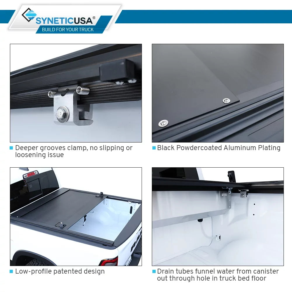 For 2007-2021 Toyota Tundra 5.5ft Truck Bed Waterproof Retractable Hard Tonneau Cover Hard Aluminum Low Profile Design