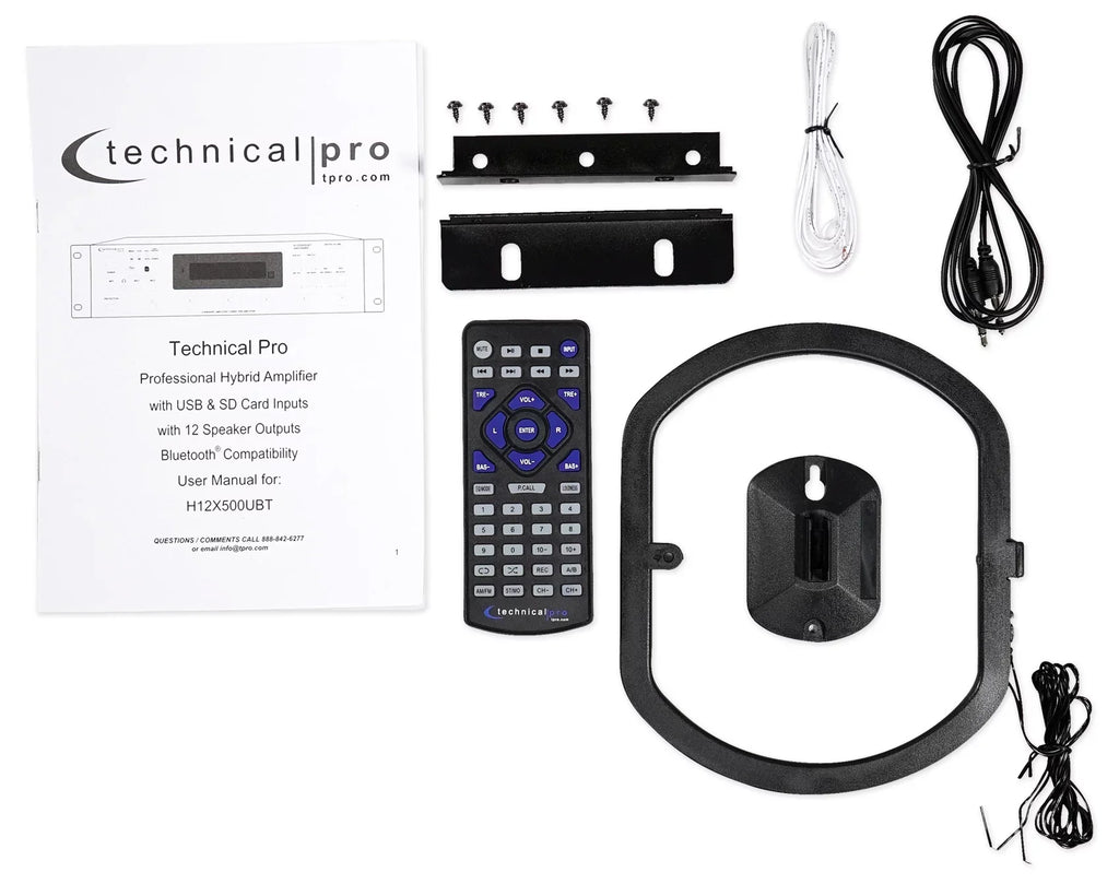 Technical Pro 6000w 6-Zone Home Theater Bluetooth Receiver+(6) Wall Sizepeakers